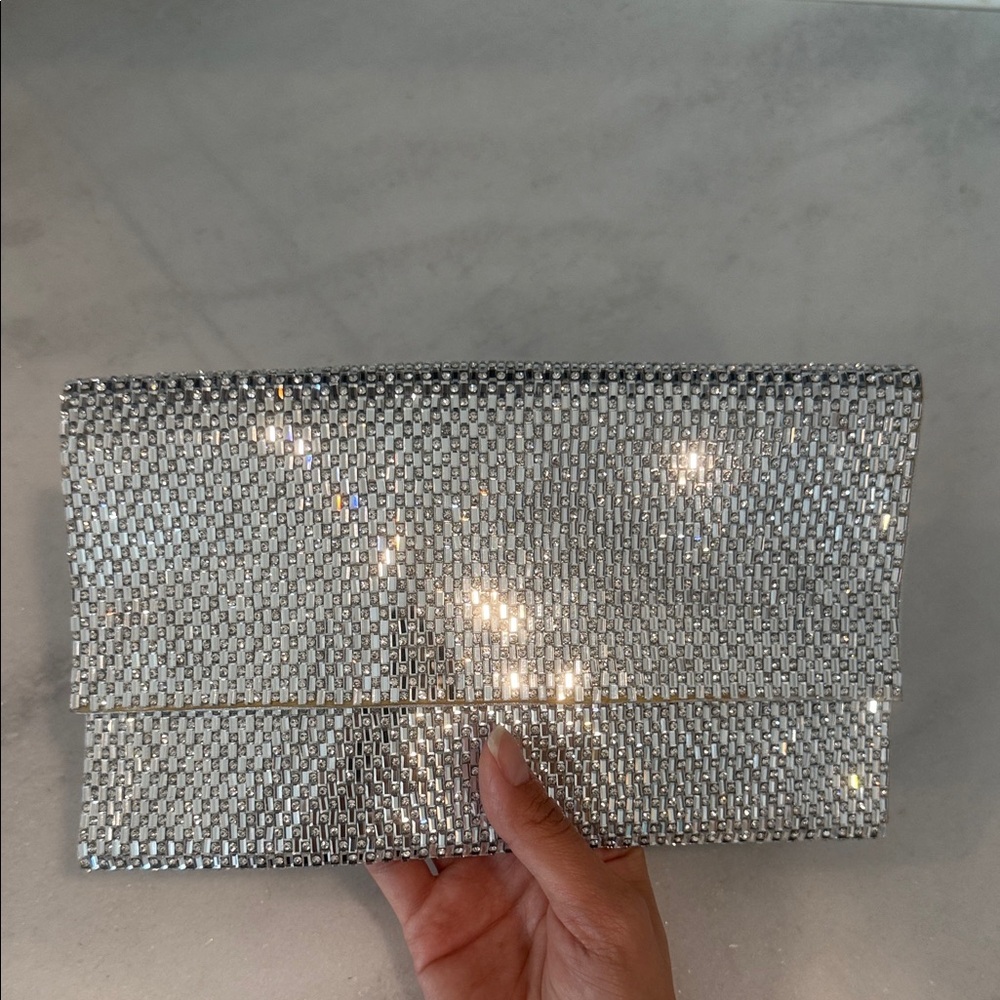 Sparkle Silver Clutch Metallic Clutch